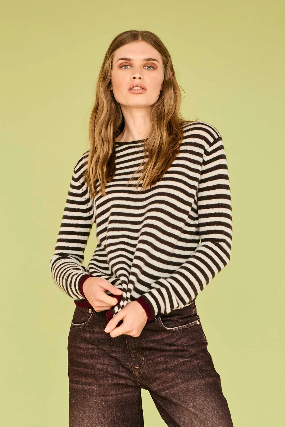 Jumper 1234 Tipped Little Stripe maglione marrone cashmere