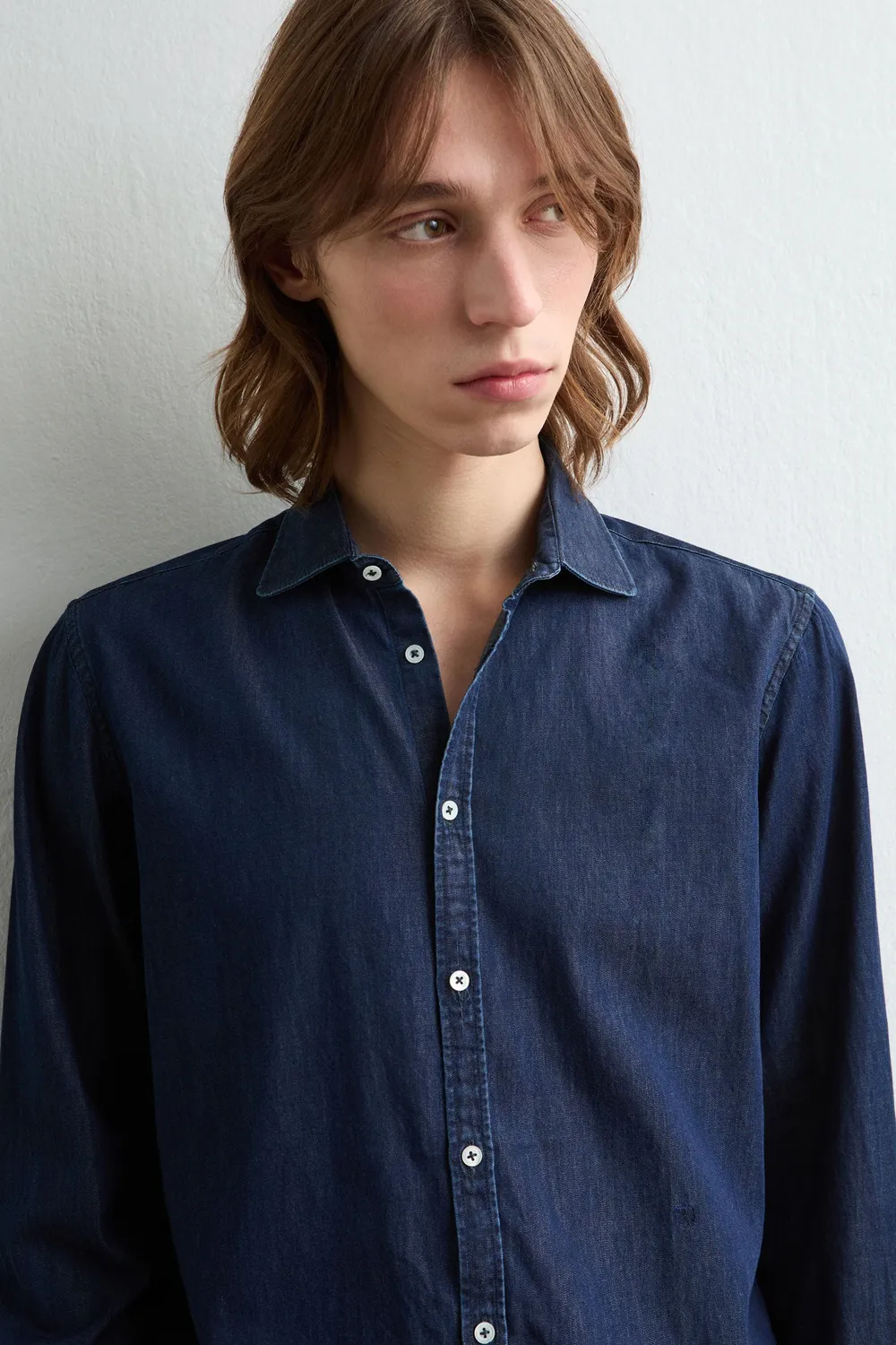Massimo Alba Canary camicia uomo blu denim cotone