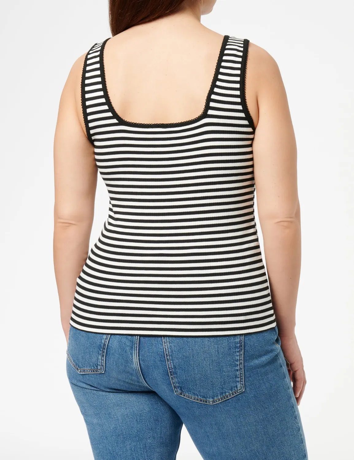 Tommy Hilfiger Slim Canotta a Costine Ecru/Black M