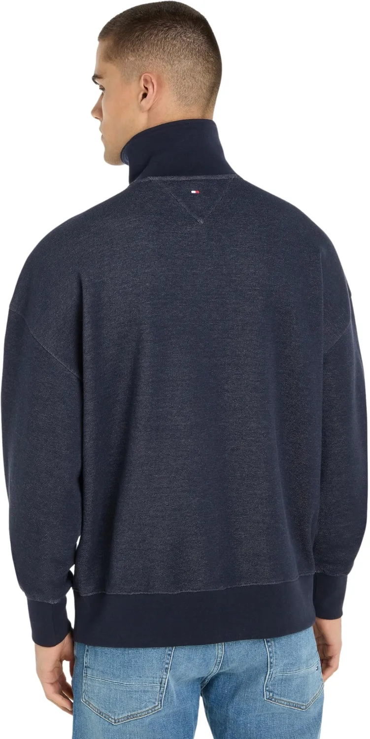 Tommy Hilfiger Monotype Honeycomb MW0MW33637 maglione mezza zip blu