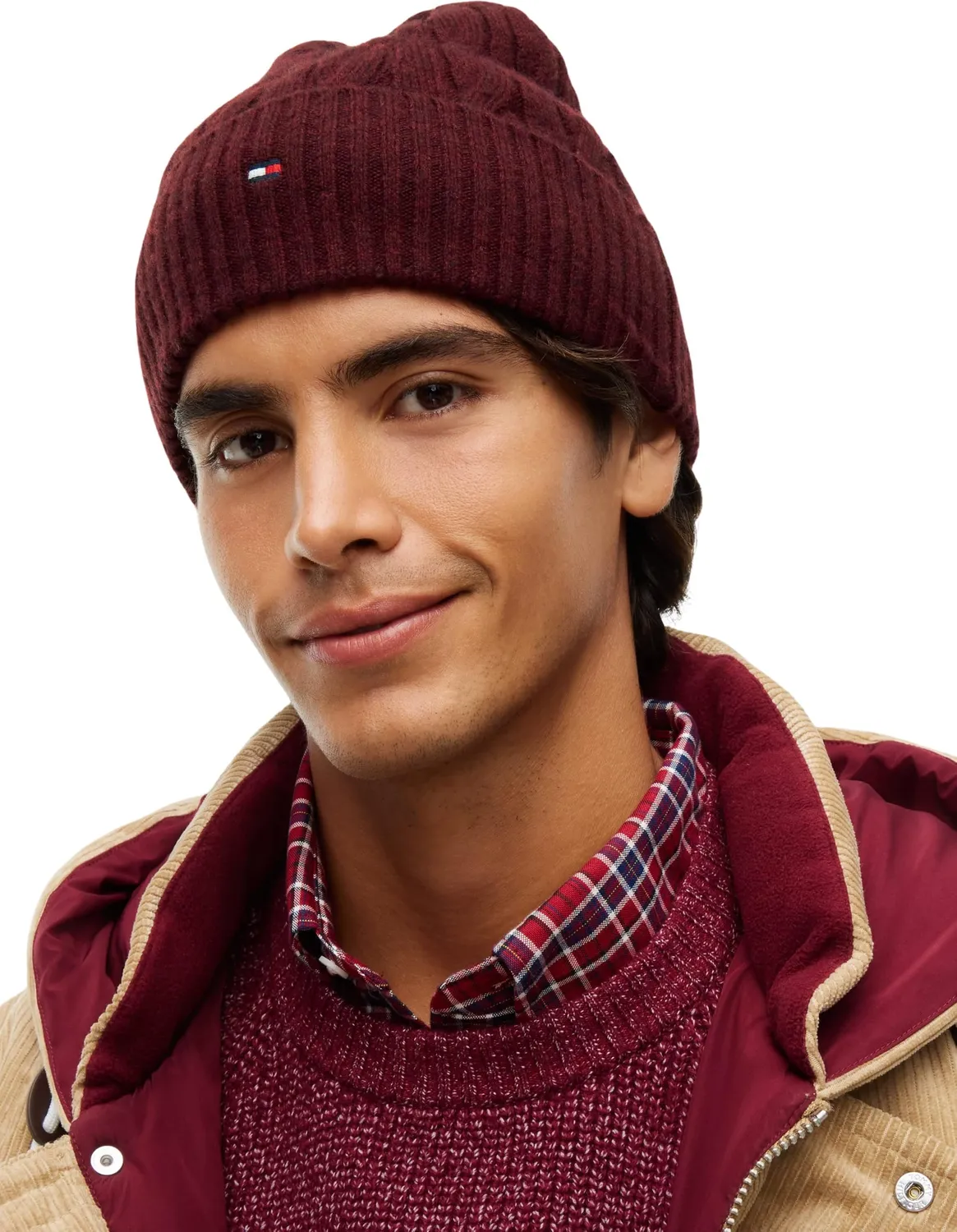 Tommy Hilfiger Flag Cable AM0AM14859 berretto bordeaux