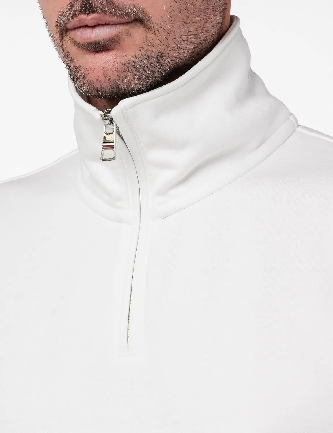 Tommy Hilfiger Badged Graphic Zip Mock felpa uomo L desert sky