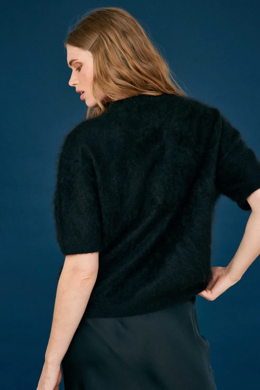 Jumper 1234 Brushed T-shirt maglia nera spazzolata oversize