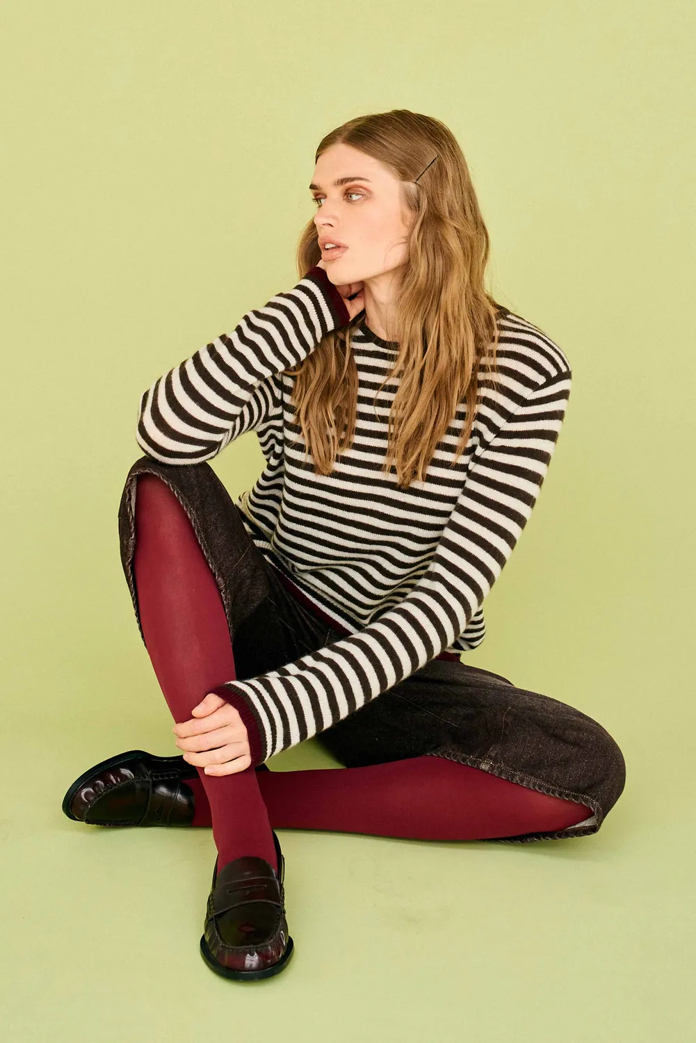 Jumper 1234 Tipped Little Stripe maglione marrone cashmere
