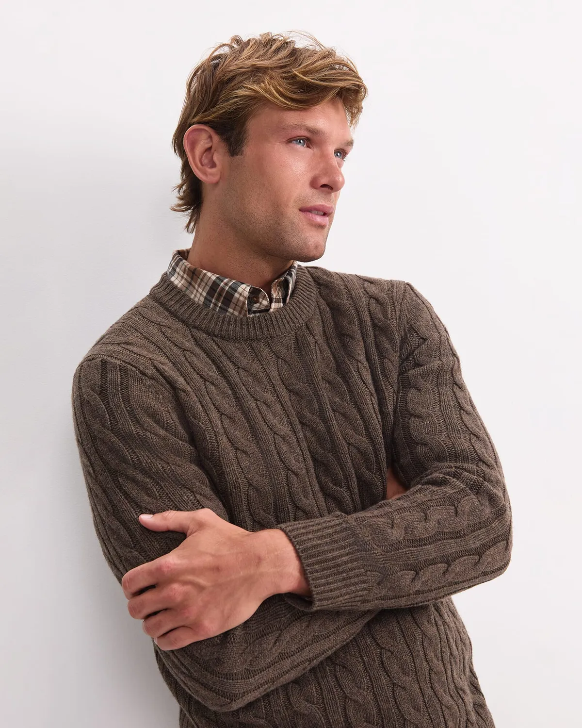 Sportscraft Cable Knit Sweater maglione lana uomo