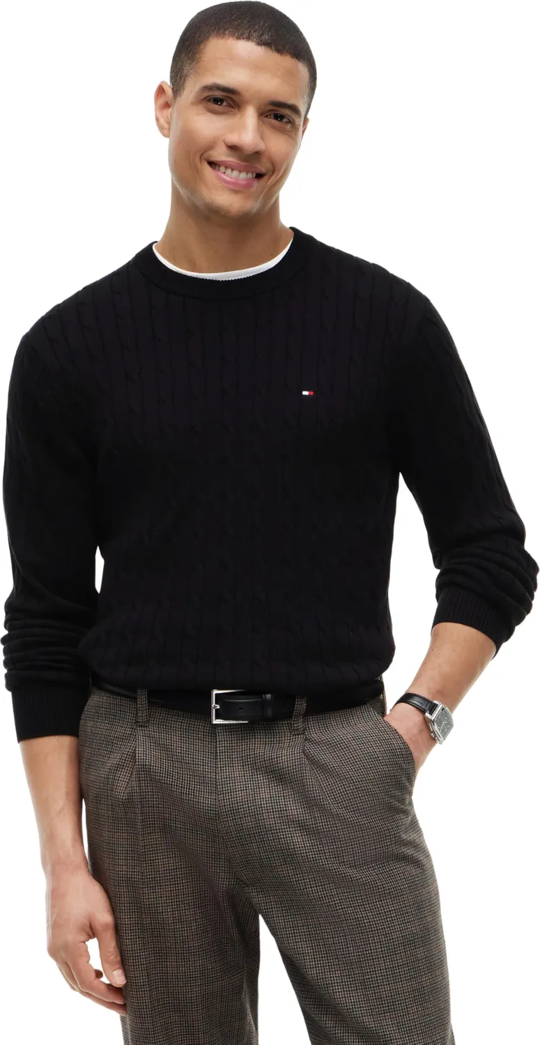 Tommy Hilfiger Classic Cotton Cable MW0MW33132 maglione cotone nero