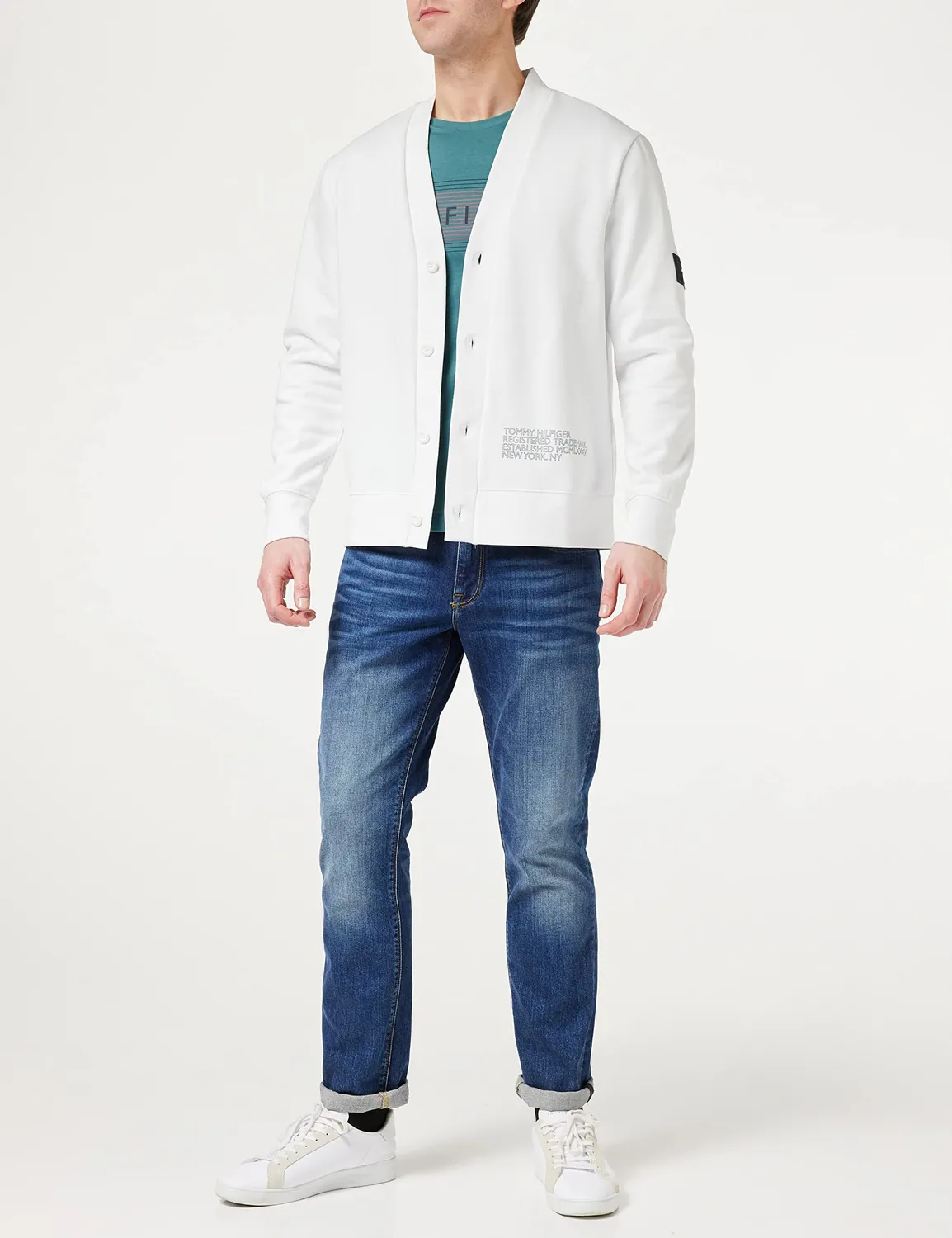 Tommy Hilfiger Adaptive cardigan uomo L bianco grafico