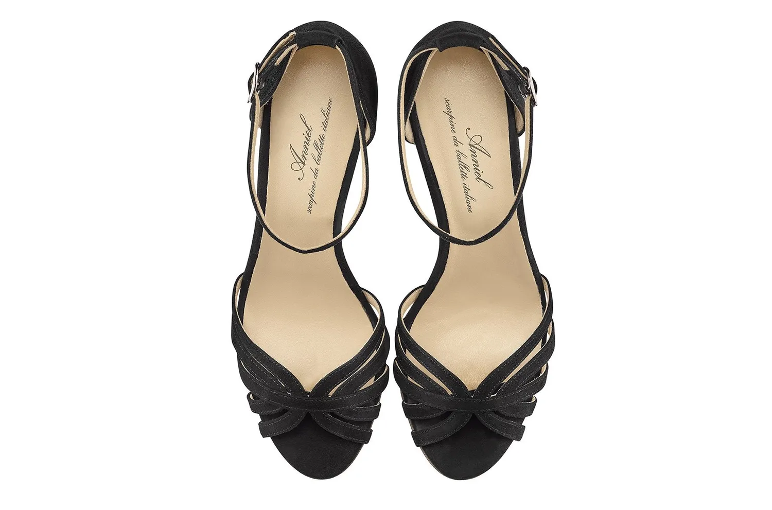 LOL Roma Rainbow sandalo suede nero tacco 7 cm