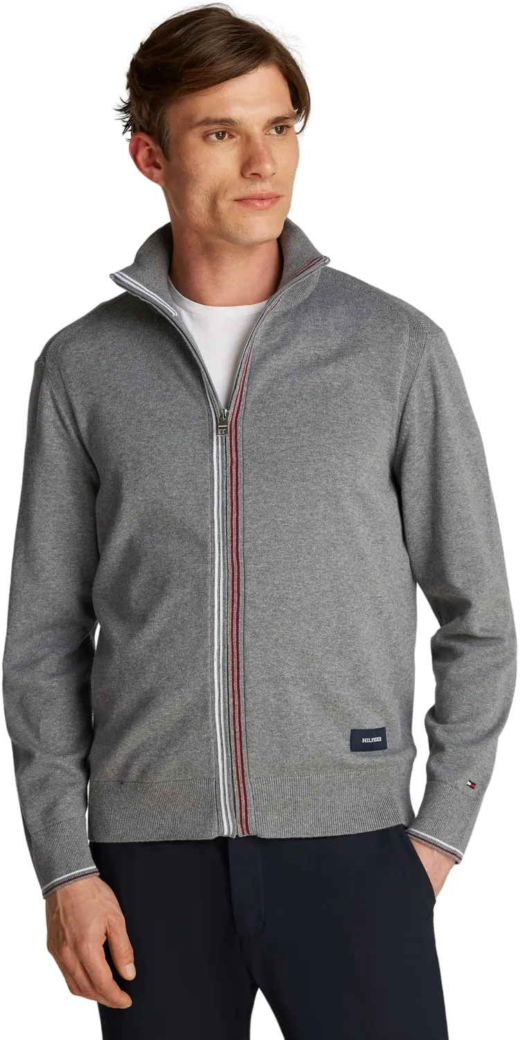Tommy Hilfiger Cotton Zip Through felpa uomo 3XL blu senza cappuccio
