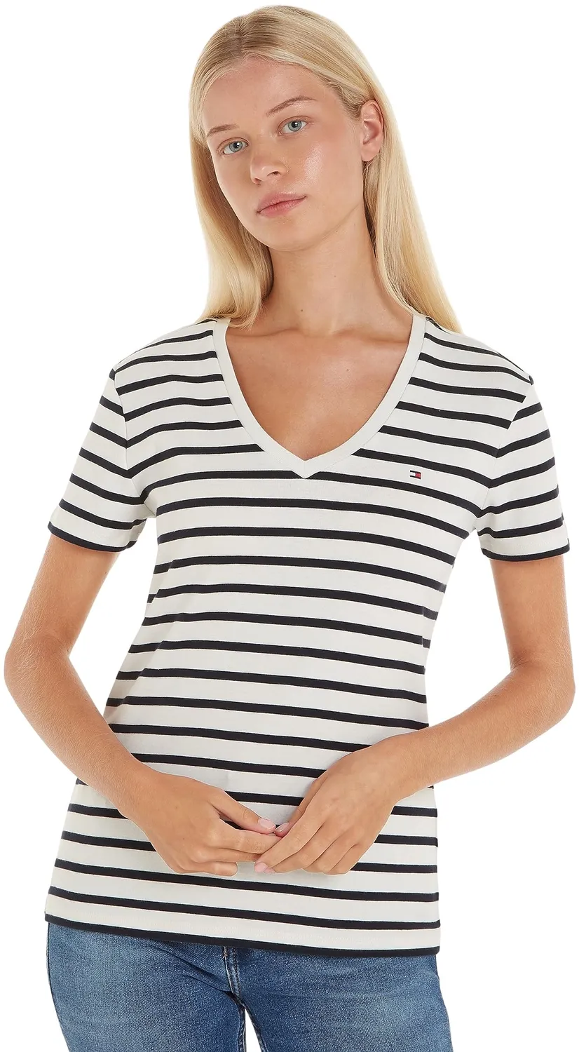 Tommy Hilfiger Cody Rib t-shirt scollo V donna rosa
