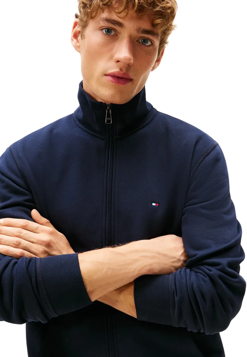 Tommy Hilfiger Essential Fleece Felpa Zip Unisex Collo Alto