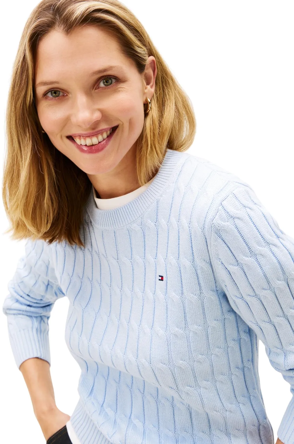 Tommy Hilfiger Co Cable WW0WW47644 maglione donna XL trecce