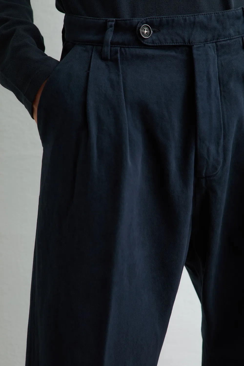 Massimo Alba Stan pantaloni uomo blu scuro doppia pince