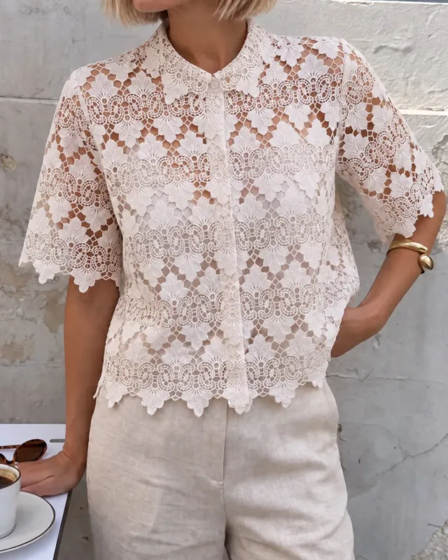 Sportscraft Ariana Lace camicia cropped pizzo 8