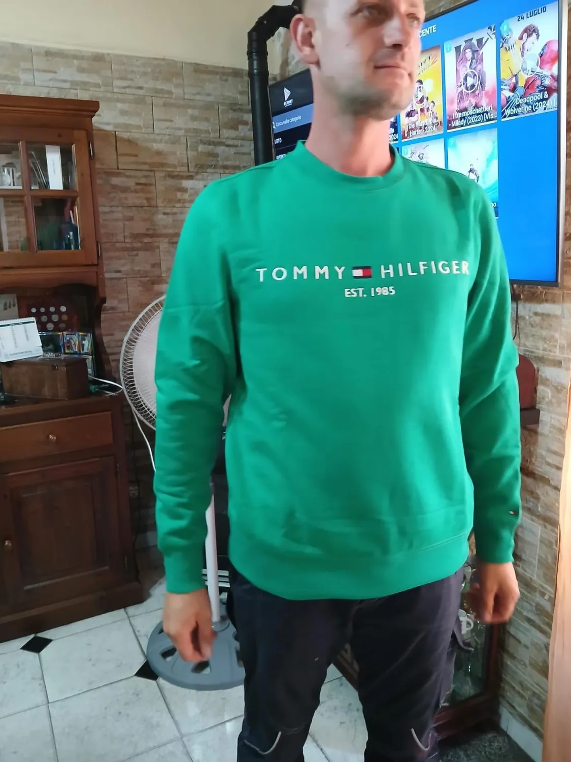 Tommy Hilfiger Logo Felpa Uomo Girocollo Cotone