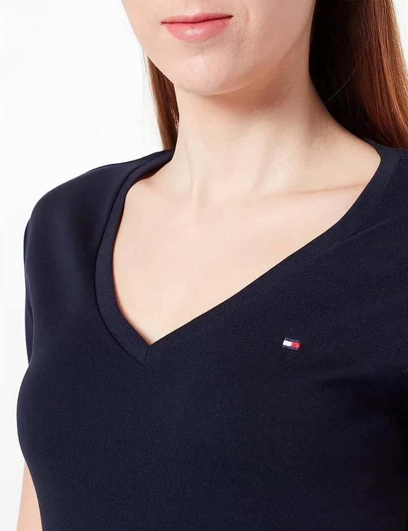 Tommy Hilfiger Cody Rib t-shirt scollo V donna blu