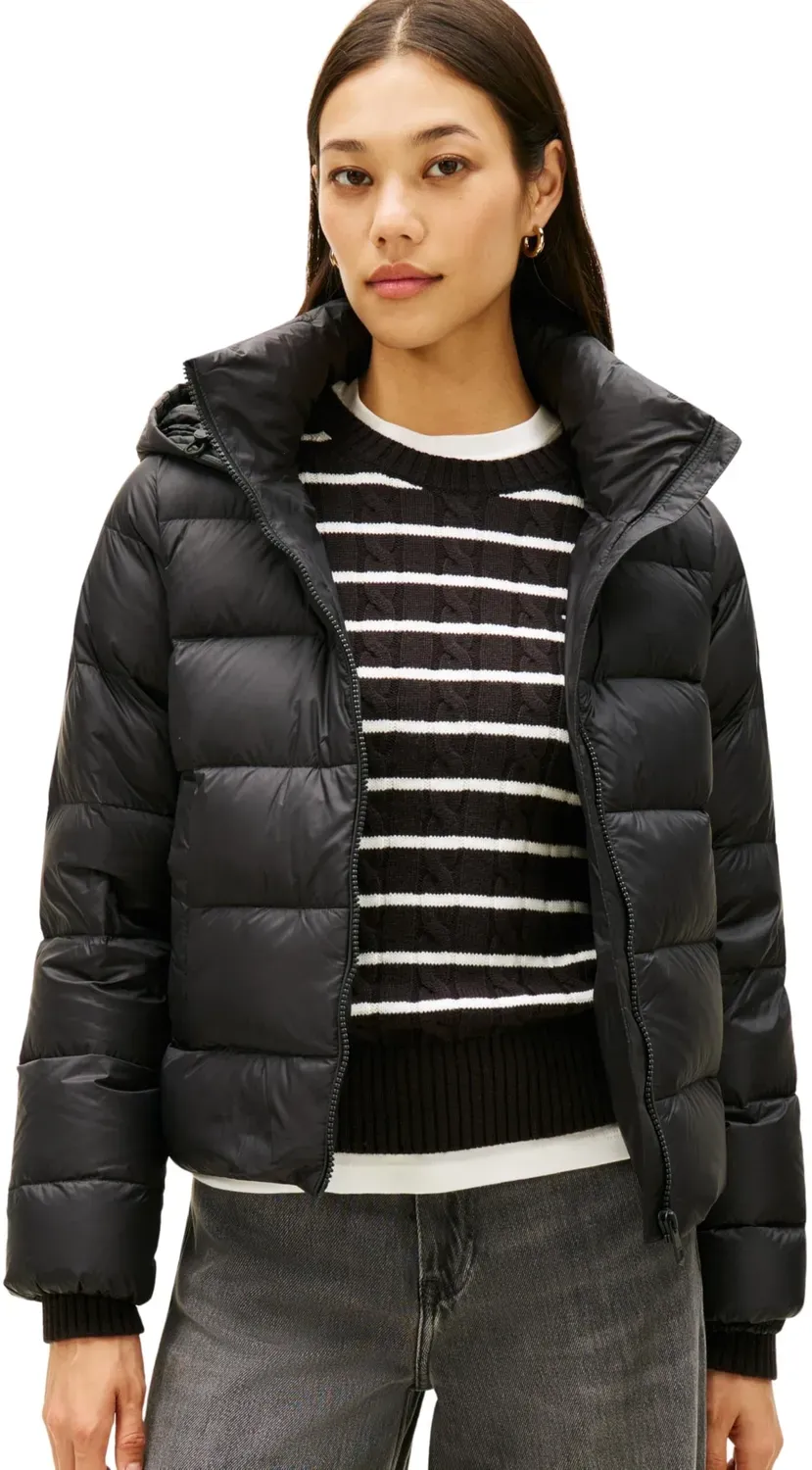 Tommy Hilfiger Down Casual Piumino Donna Nero con Cappuccio M