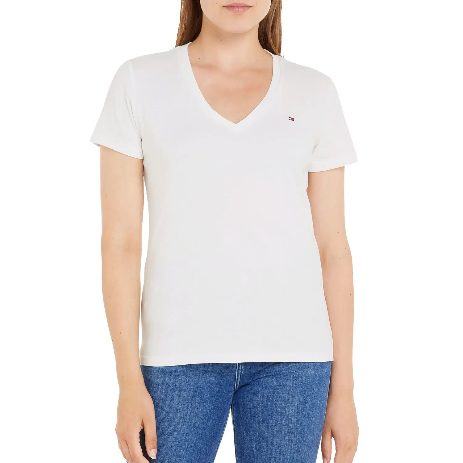 Tommy Hilfiger Cody Rib t-shirt scollo V donna blu