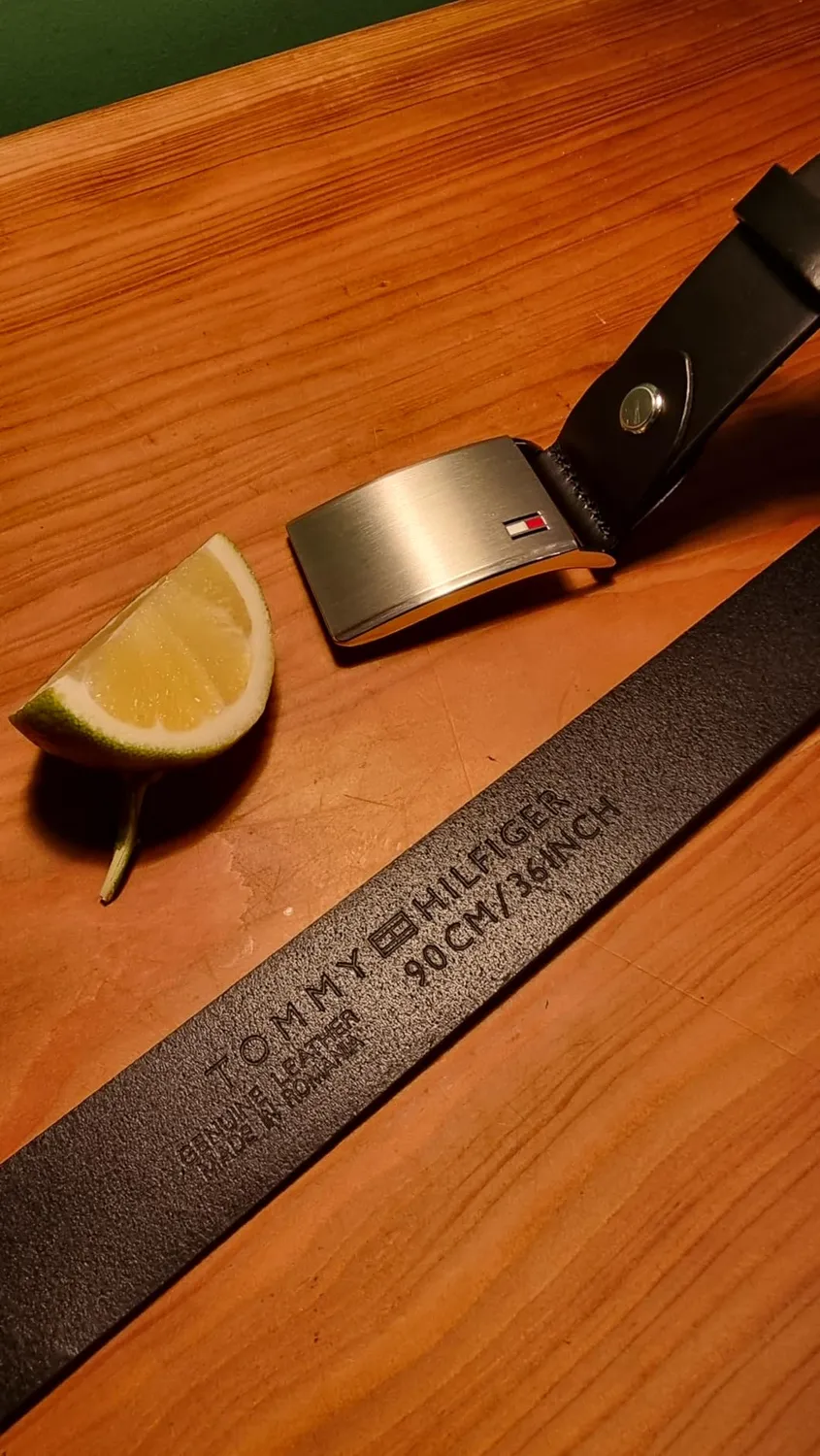 Tommy Hilfiger TH Plaque Belt 3.5 Adj cintura uomo 100 pelle