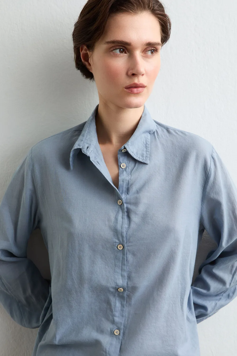 Massimo Alba Anna camicia air blue cotone cashmere