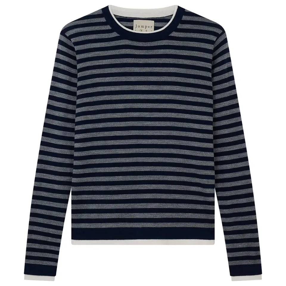 Jumper 1234 Stripe maglione righe navy merino lana