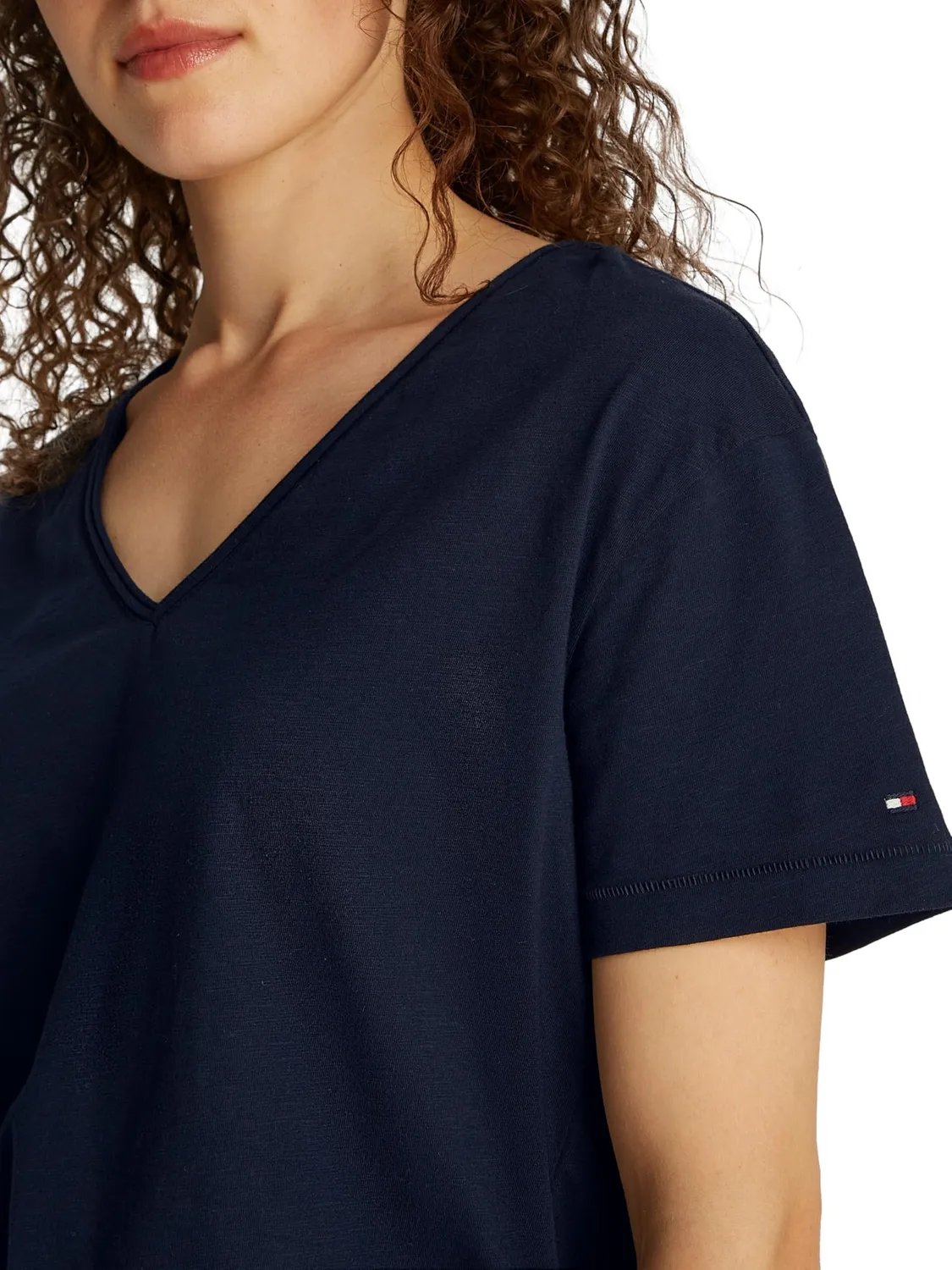 Tommy Hilfiger Maglietta Donna L Blu Navy Maniche Corte