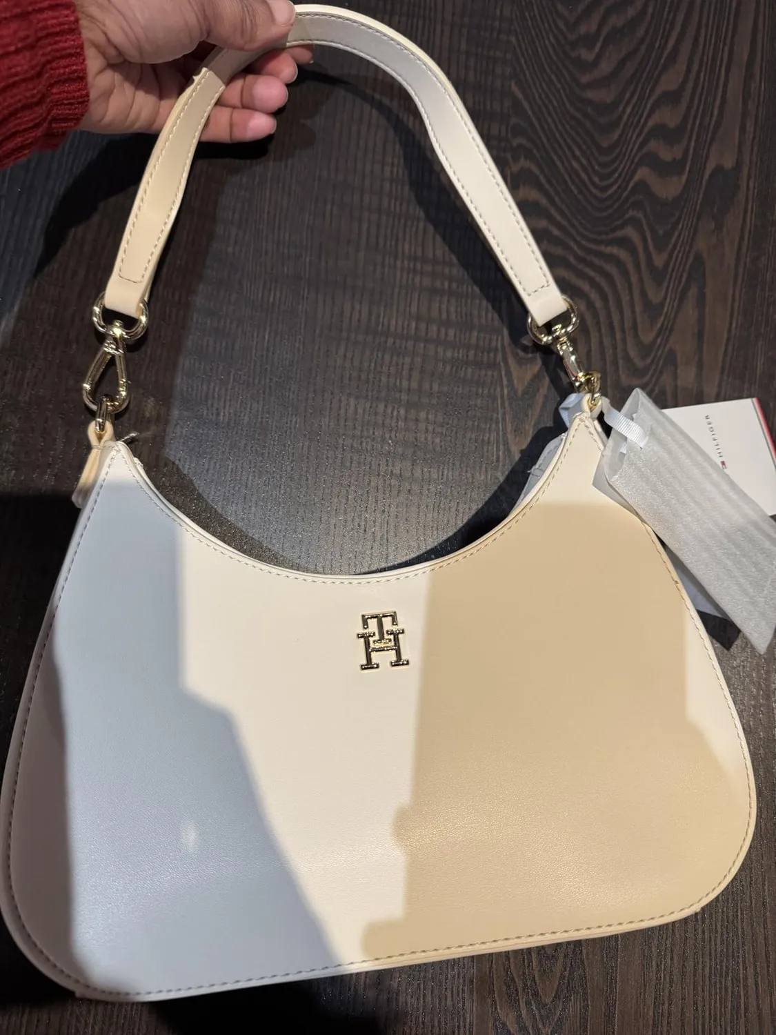Tommy Hilfiger Logotape borsa a spalla beige Sugarcane zip