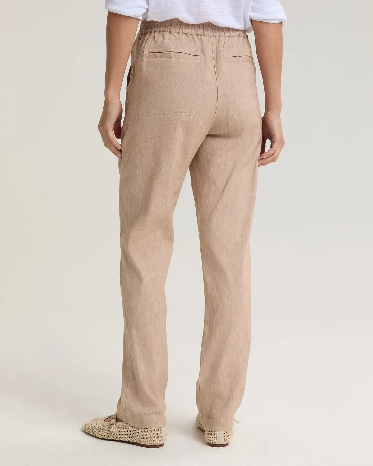 Sportscraft Rosa pantalone lino elasticizzato con coulisse