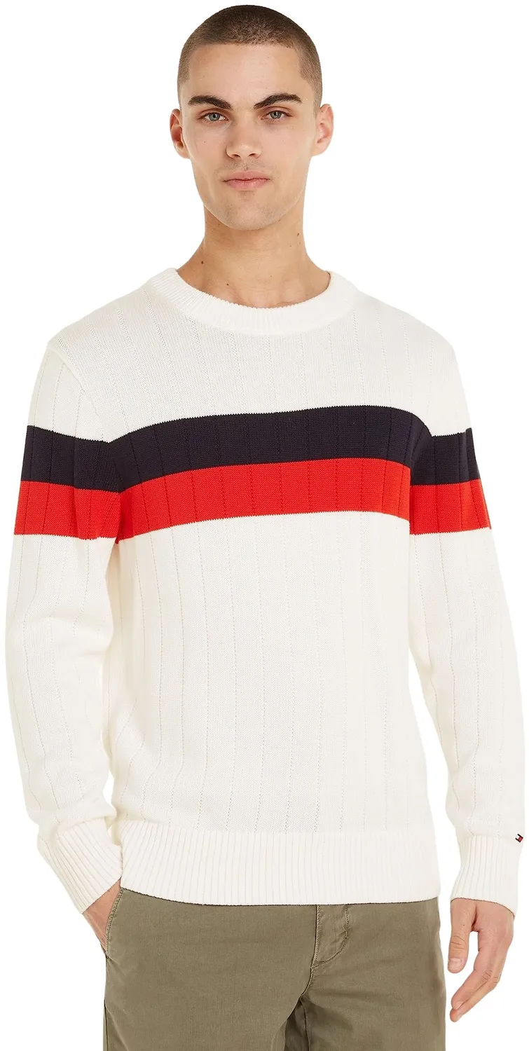 Tommy Hilfiger Colourblock MW0MW33094 Maglione Uomo XS Bianco