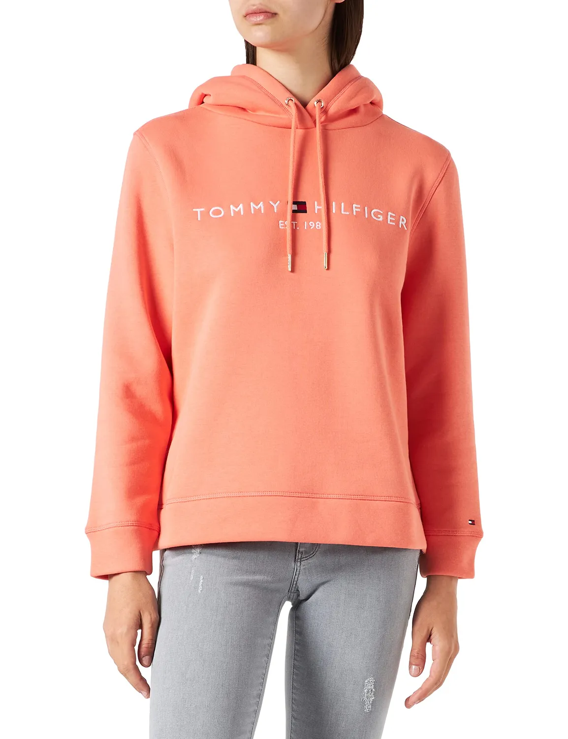 Tommy Hilfiger Felpa Donna con Cappuccio Rosa Pastel Pink XS