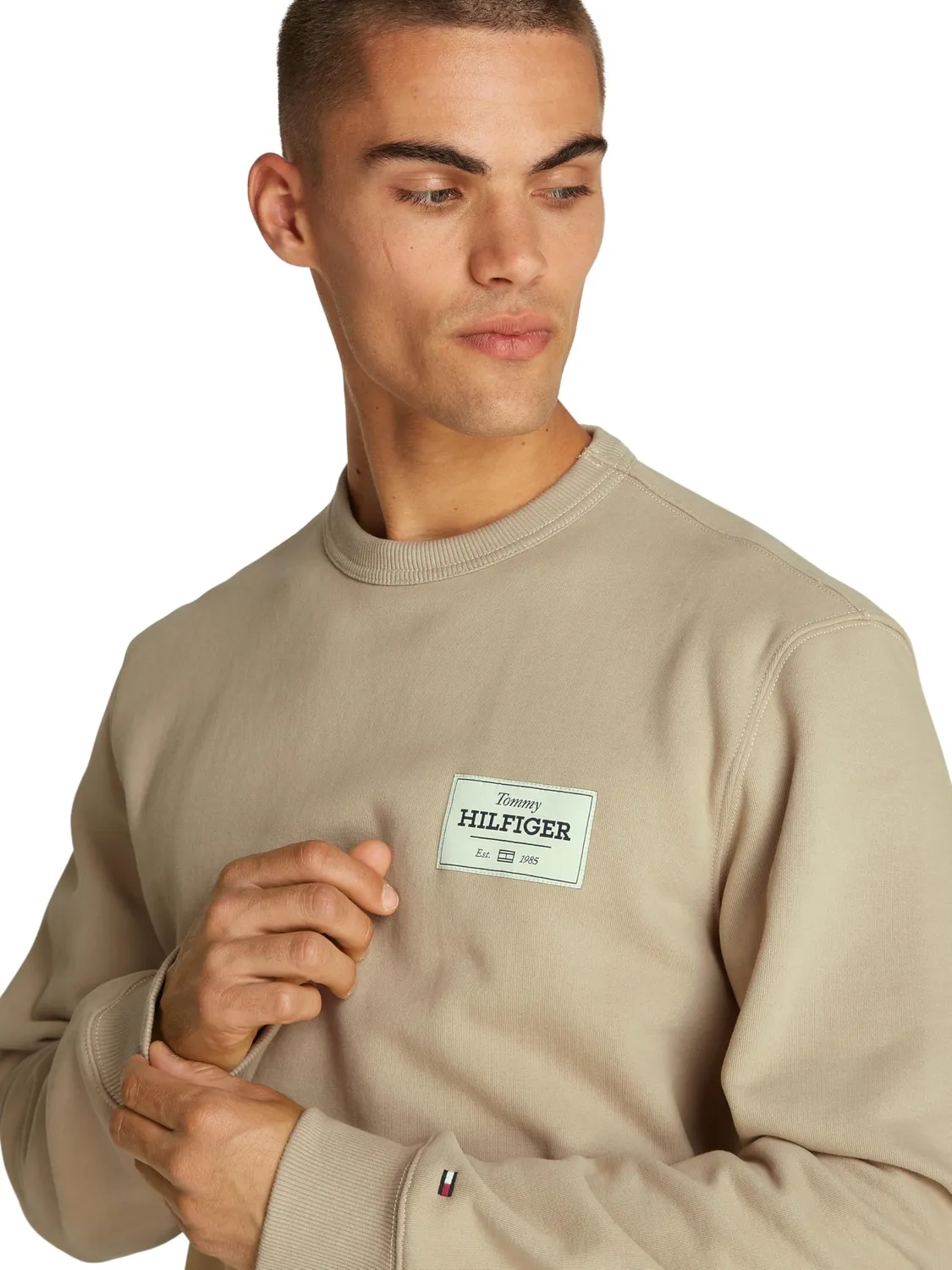 Tommy Hilfiger Monotype Label Felpa Uomo Girocollo Cotone