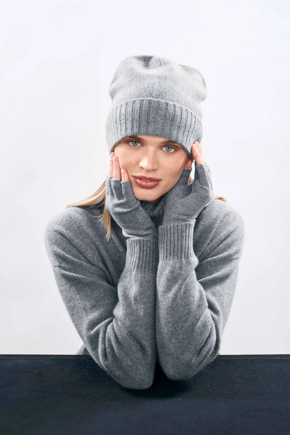 Jumper 1234 guanti cashmere grigio senza dita taglia unica
