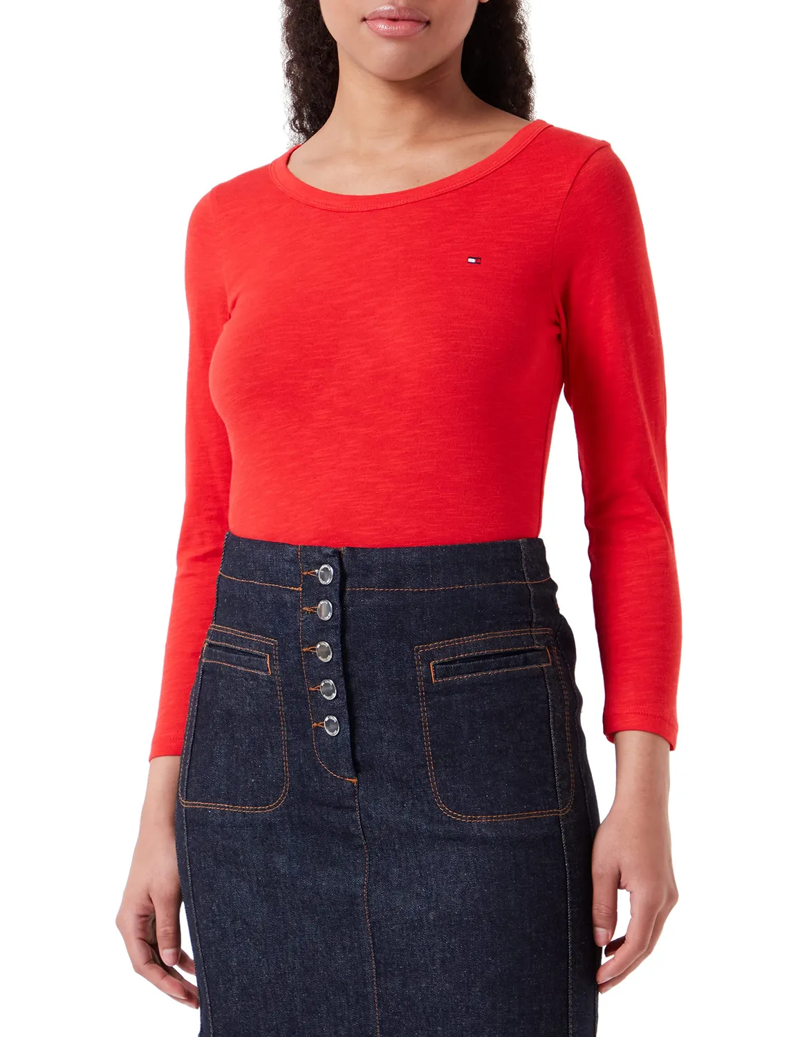 Tommy Hilfiger Maglia maniche lunghe donna arancione cotone