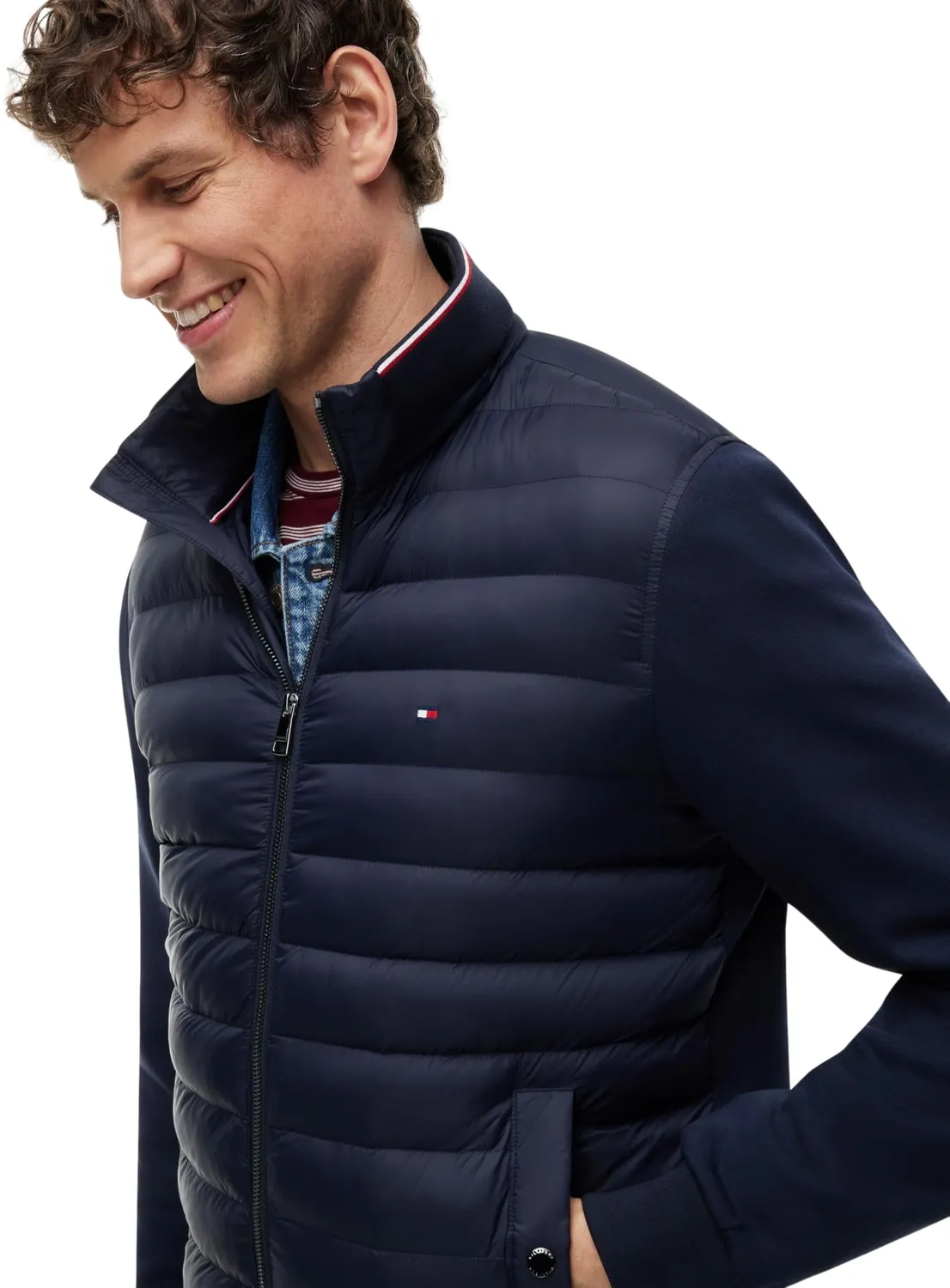 Tommy Hilfiger Mix Media Stand Collar giacca uomo M blu