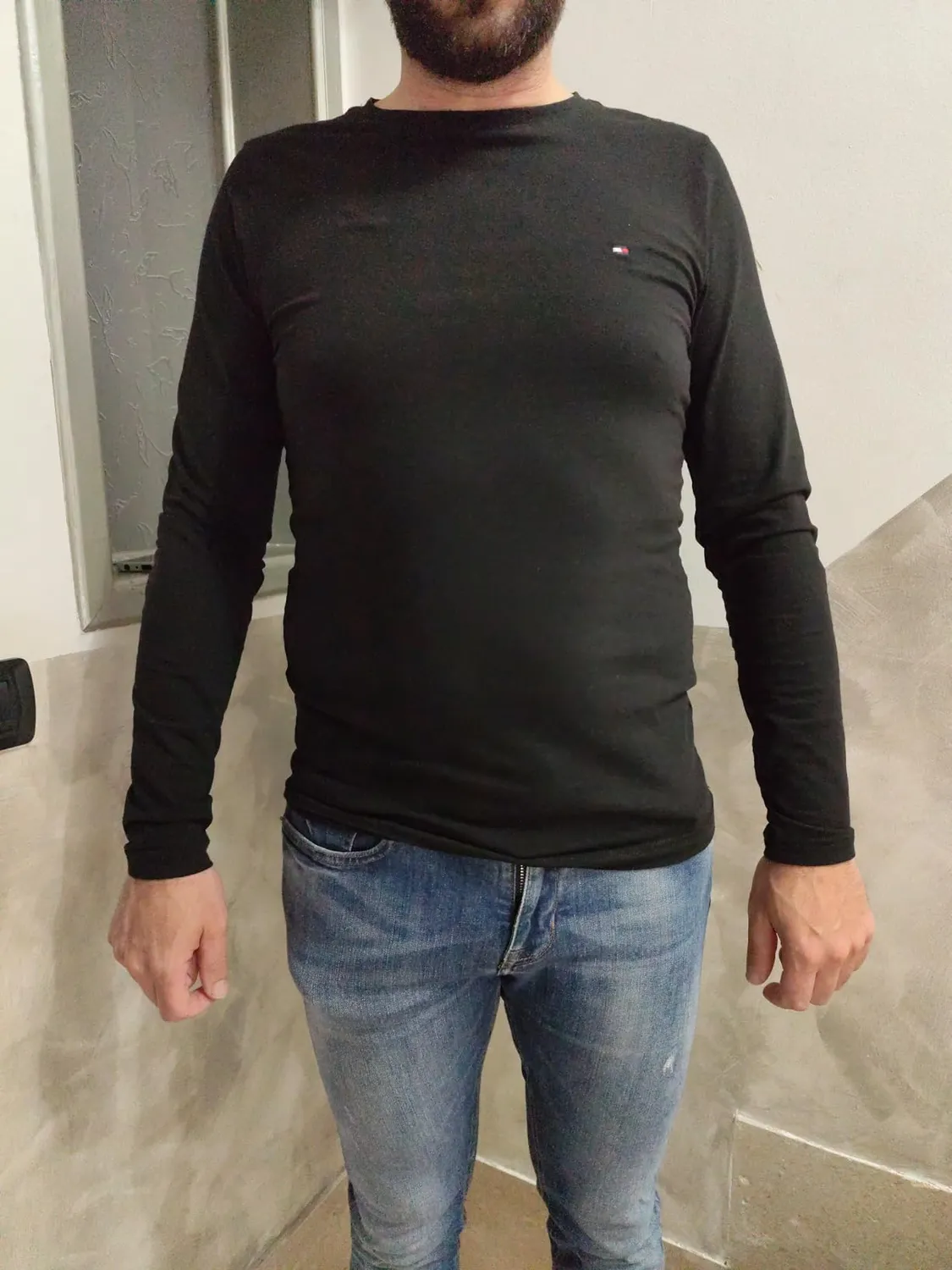 Tommy Hilfiger MW0MW10804 camicia slim uomo nera stretch