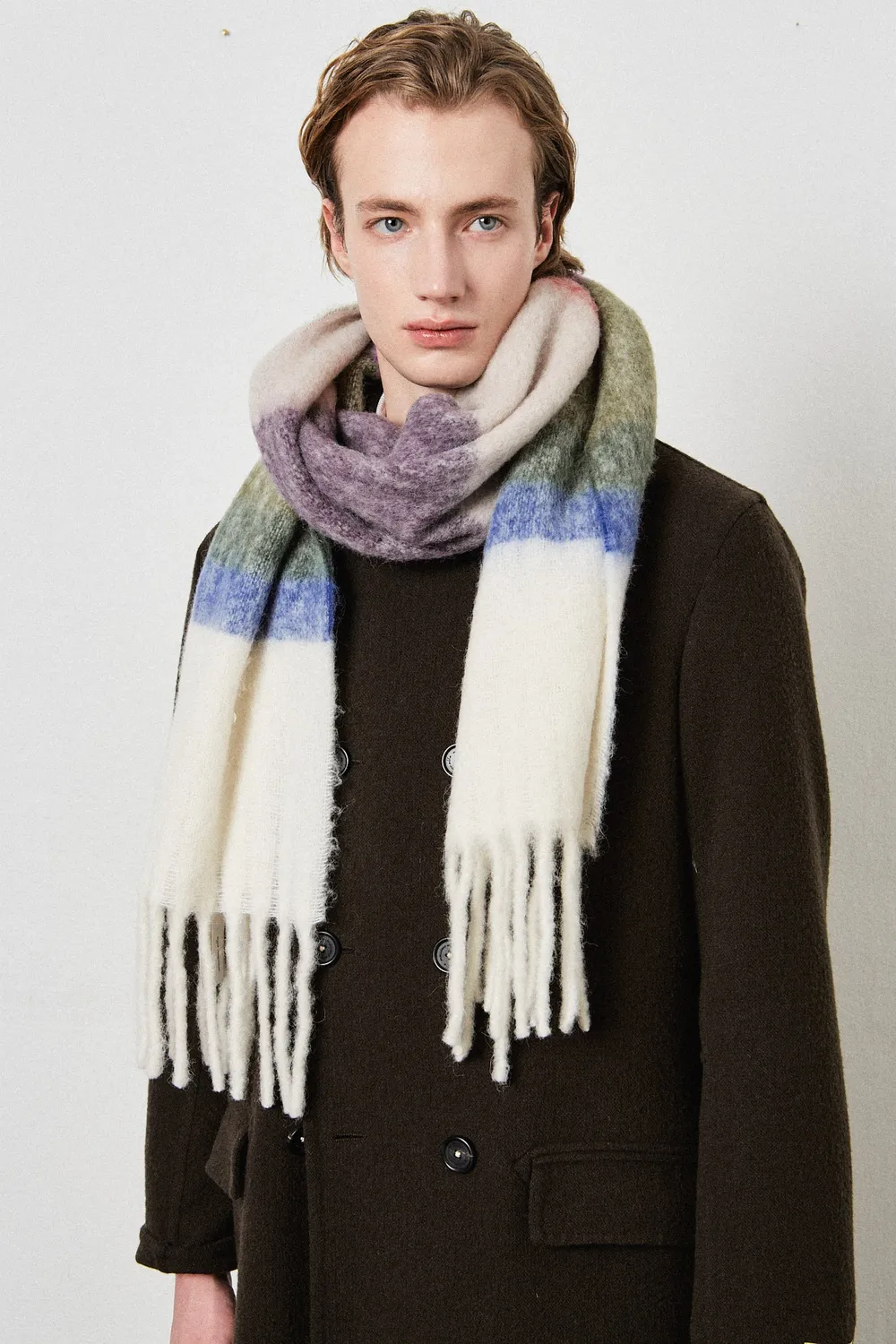 Massimo Alba Rainbow sciarpa nero alpaca a righe