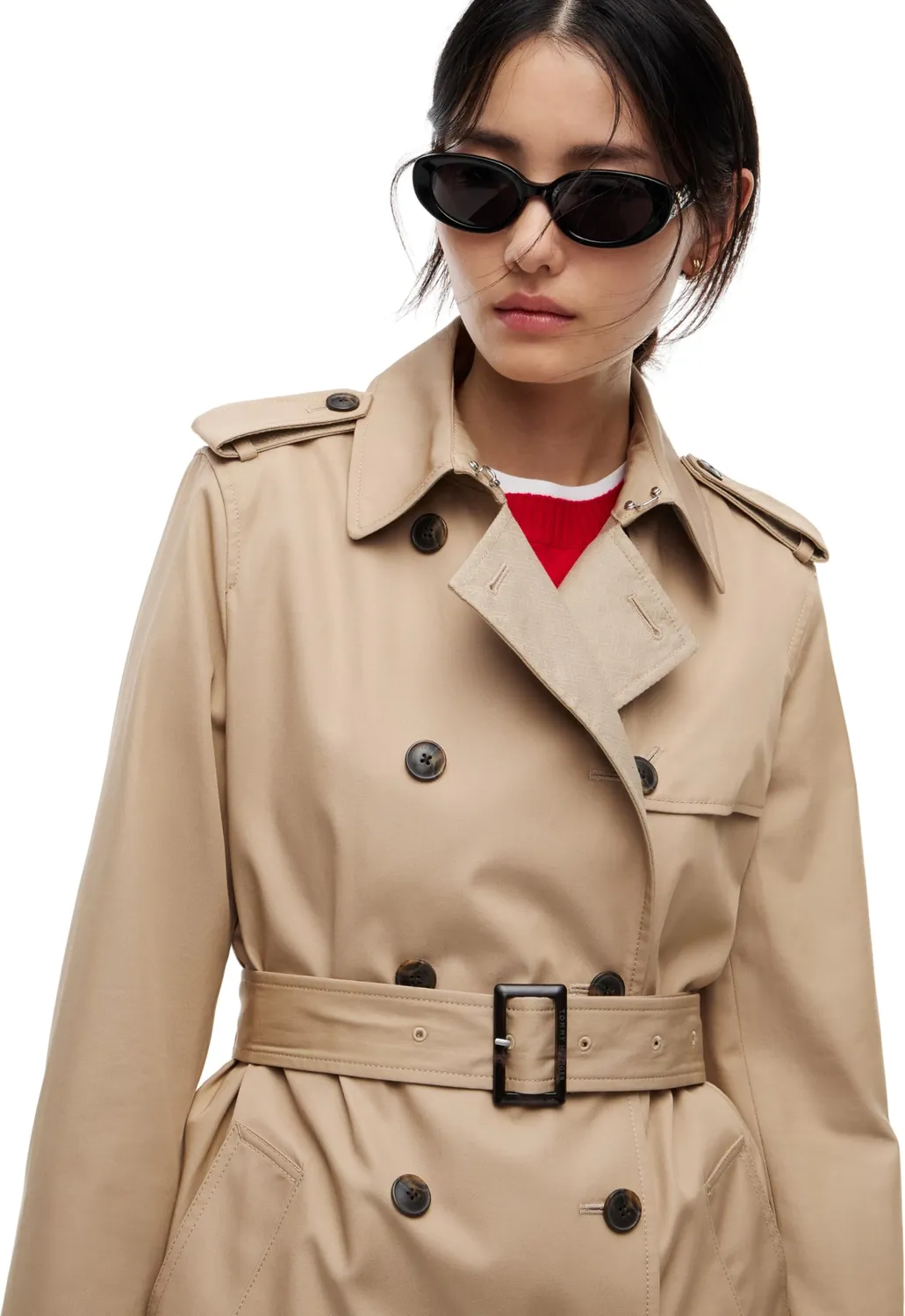 Tommy Hilfiger trench donna M beige cotone monogramma