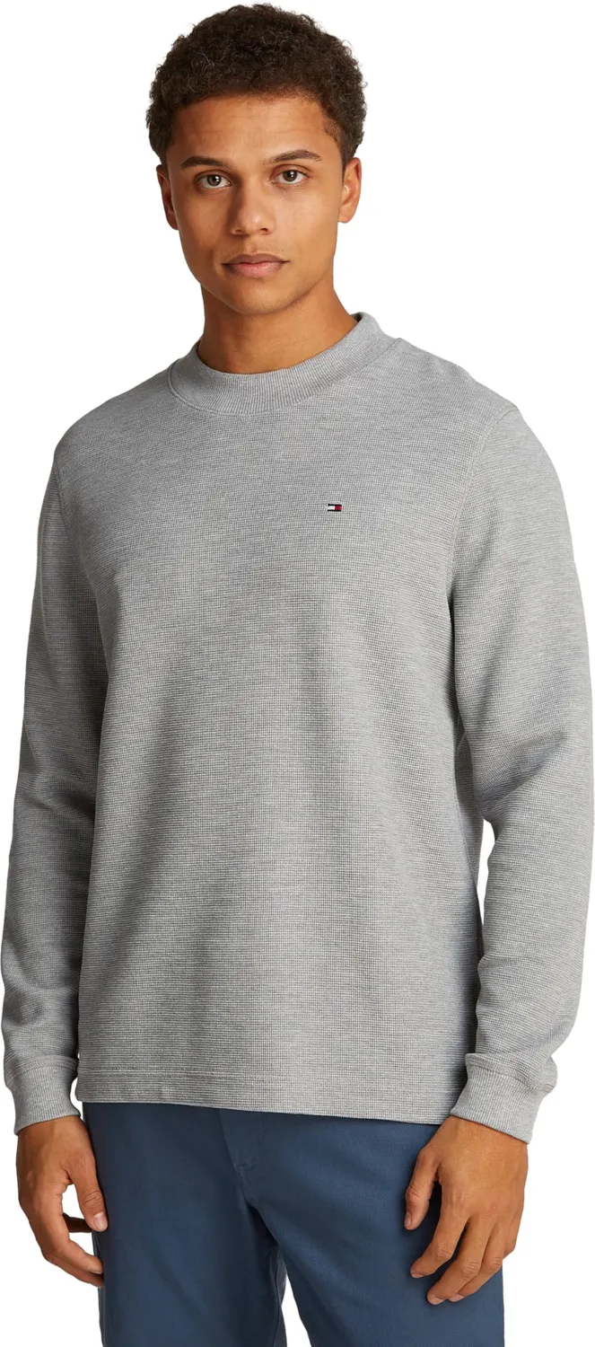 Tommy Hilfiger Textured maglietta uomo maniche lunghe grigia