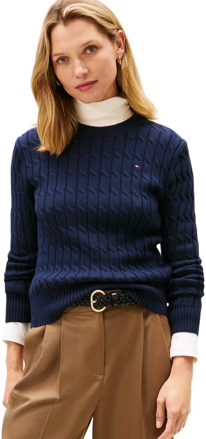 Tommy Hilfiger Co Cable WW0WW47644 maglione donna XL trecce