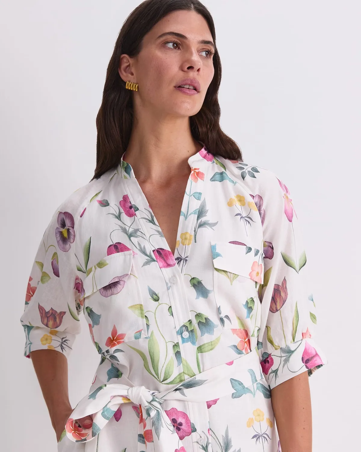 Sportscraft Floral Majesty Liberty abito midi lino
