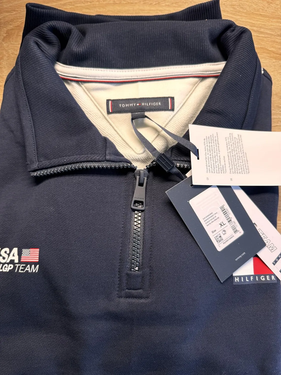 Tommy Hilfiger SailGP MW0MW44687 felpa uomo mezza zip XL blu