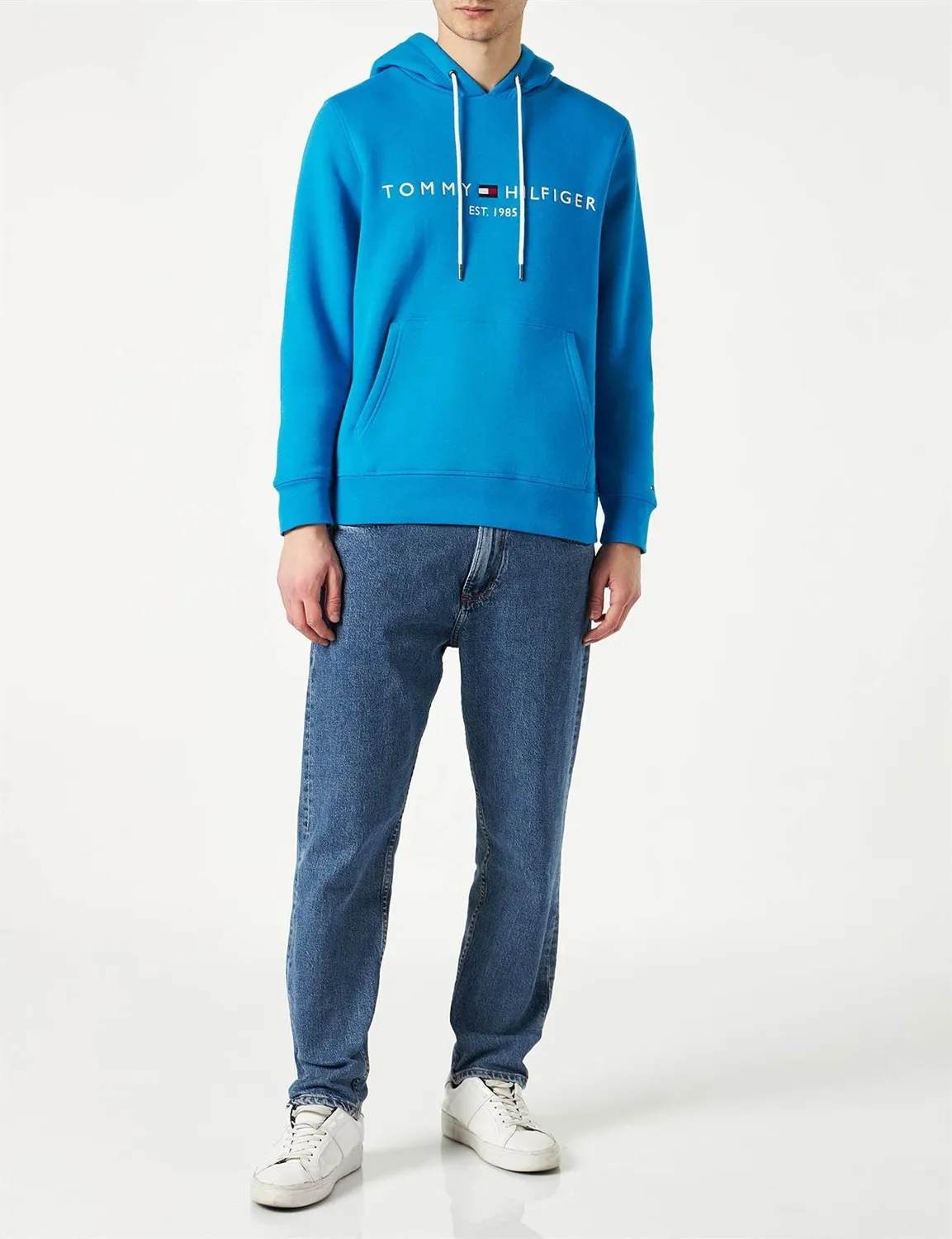 Tommy Hilfiger Tommy Logo felpa uomo cappuccio blu
