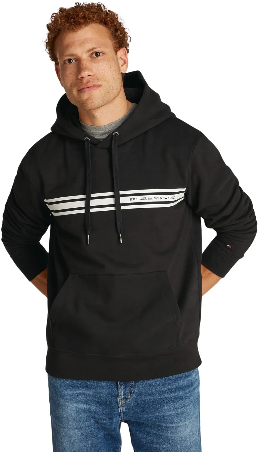 Tommy Hilfiger Central Chest Stripe felpa uomo nera