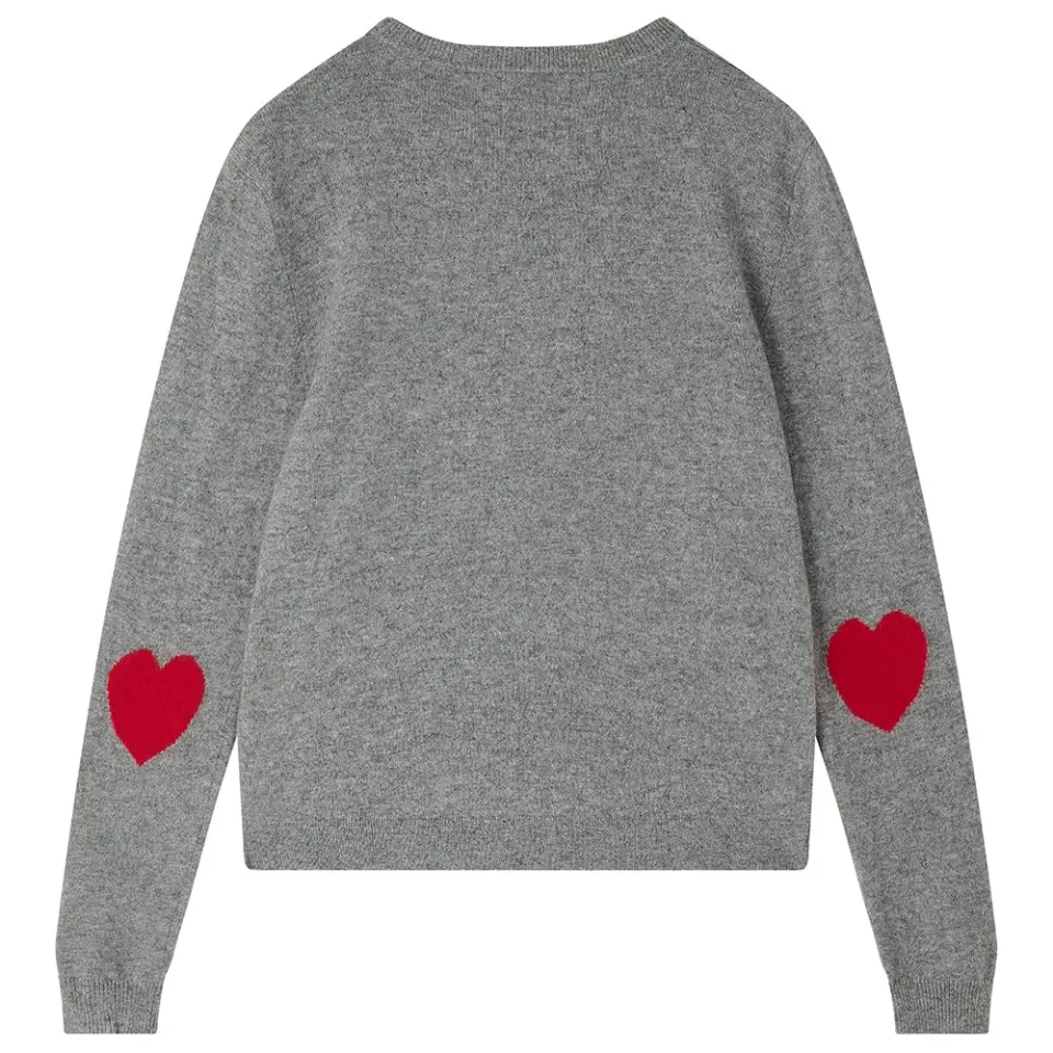 Jumper 1234 Heart Patch maglione cashmere grigio rosso