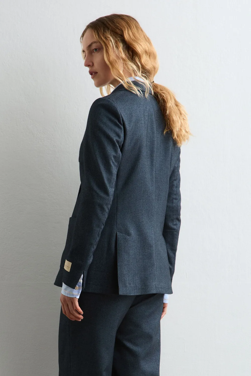 Massimo Alba Carlotta2 giacca donna blu cotone doppiopetto