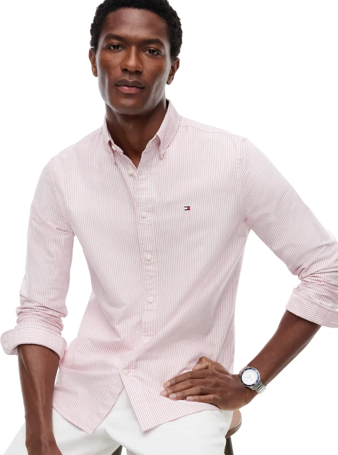 Tommy Hilfiger Stripe Regular Fit camicia uomo verde taglia L