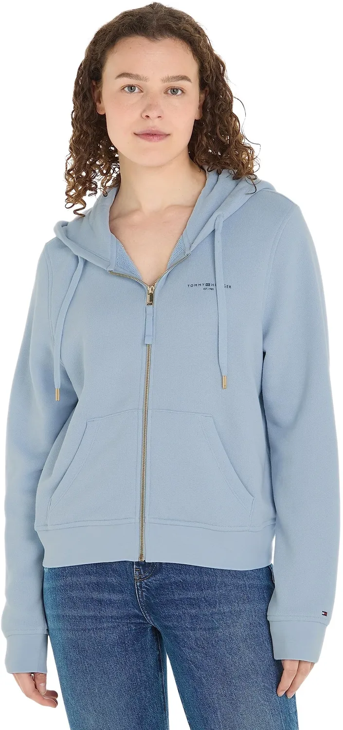 Tommy Hilfiger Terry felpa zip donna cappuccio blu navy