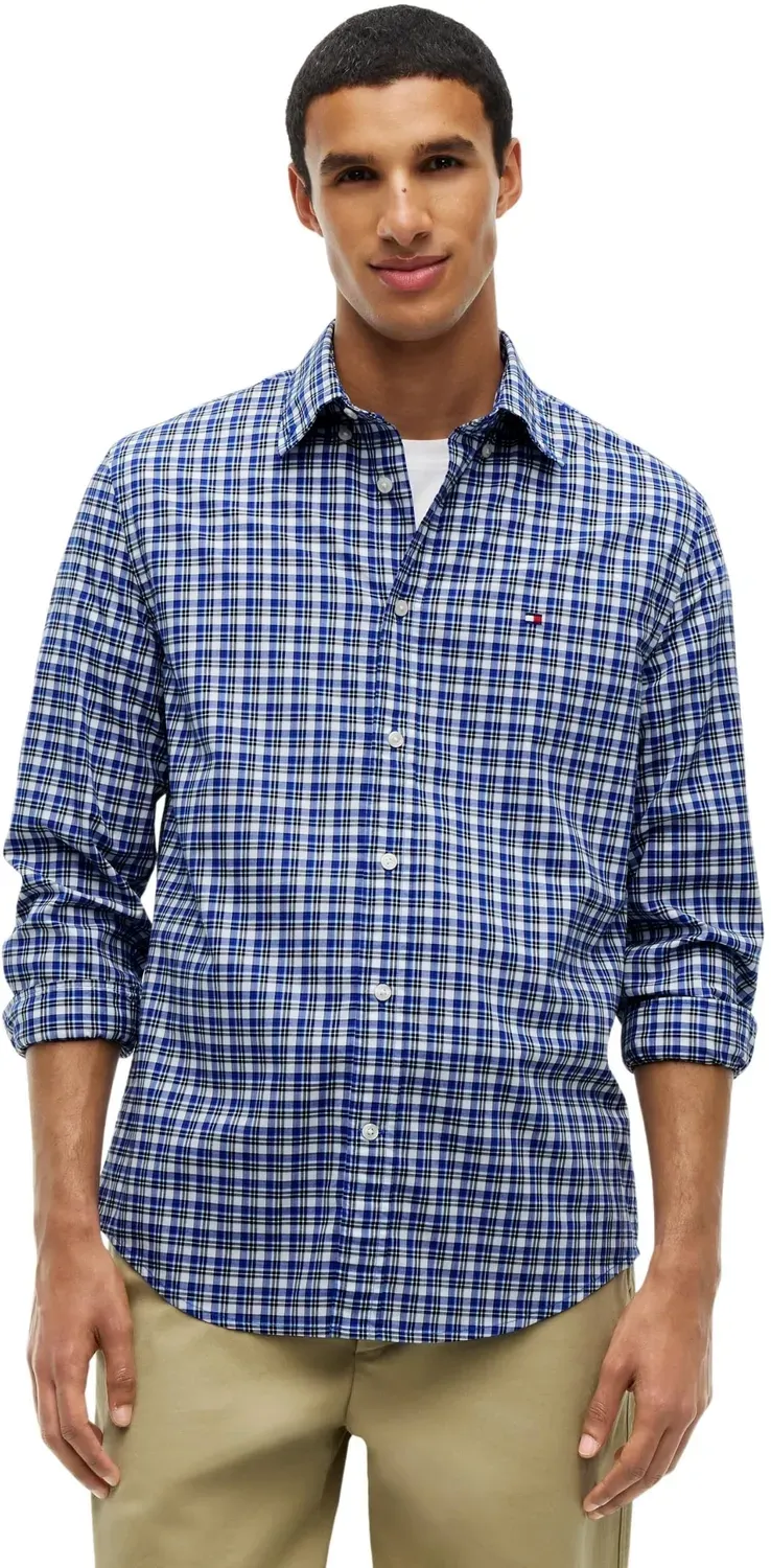 Tommy Hilfiger Flex Poplin Tartan MW0MW44595 camicia L quadri blu