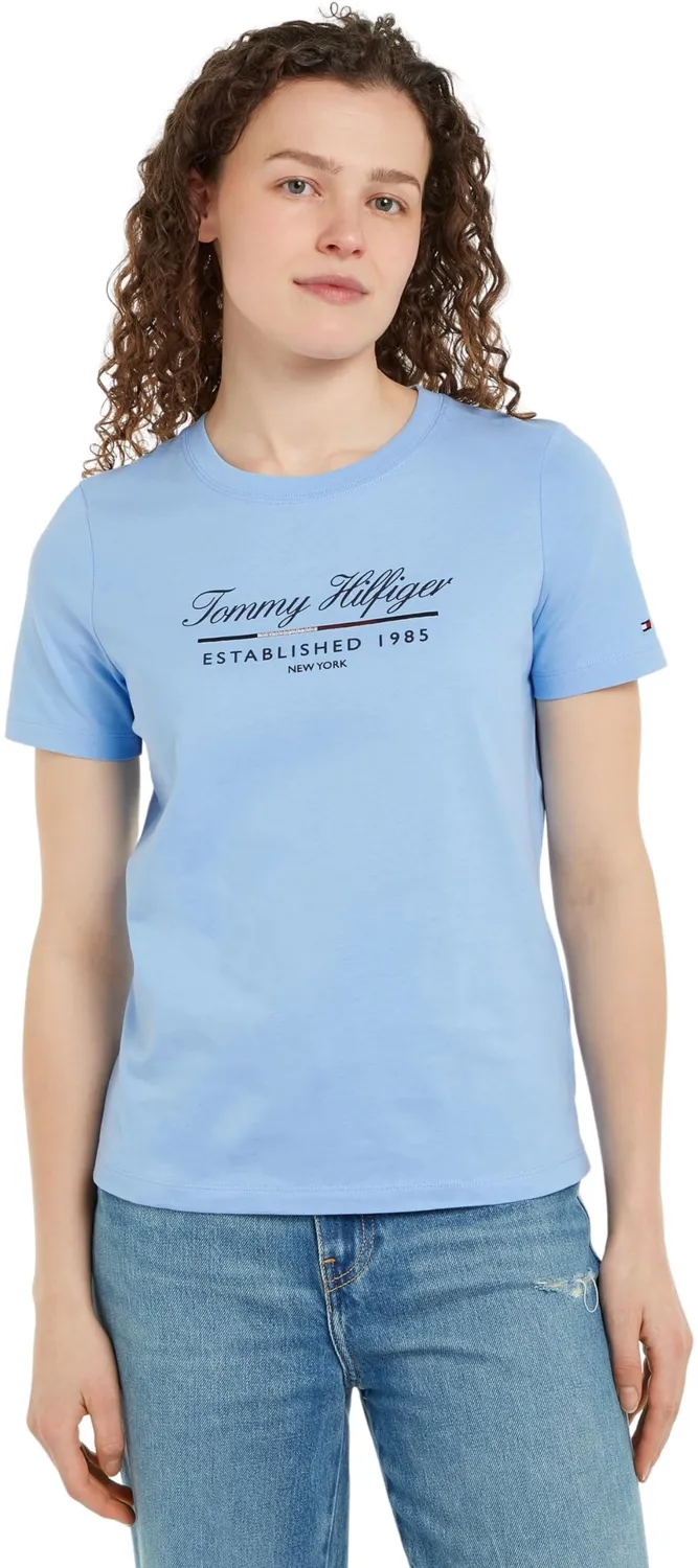 Tommy Hilfiger Script Graphic t-shirt cotone blu donna