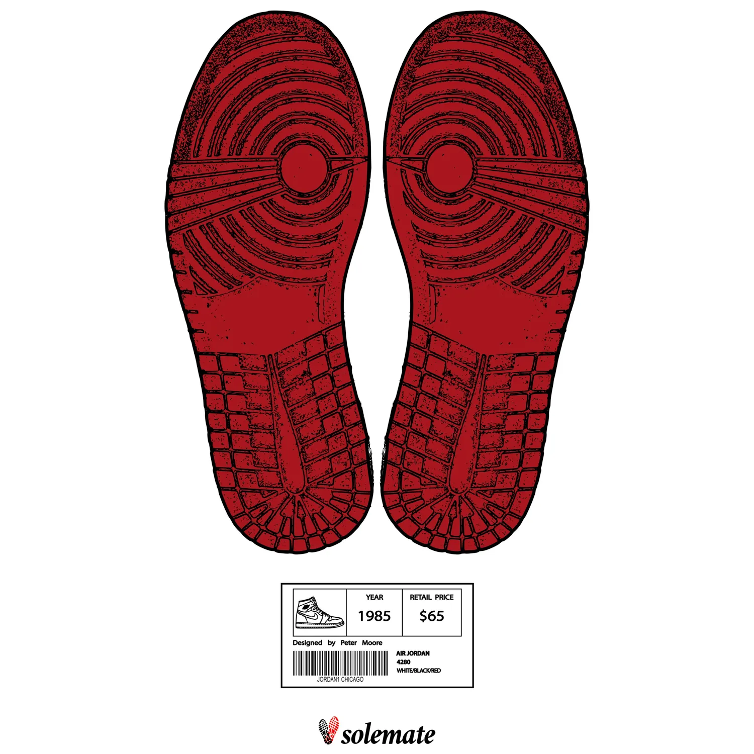 Solemate AJ1 Footprints t-shirt bianca cotone filato